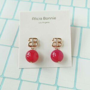 Alicia Bonnie Devotion Pink Agate rose gold Earrings NWT & dust bag